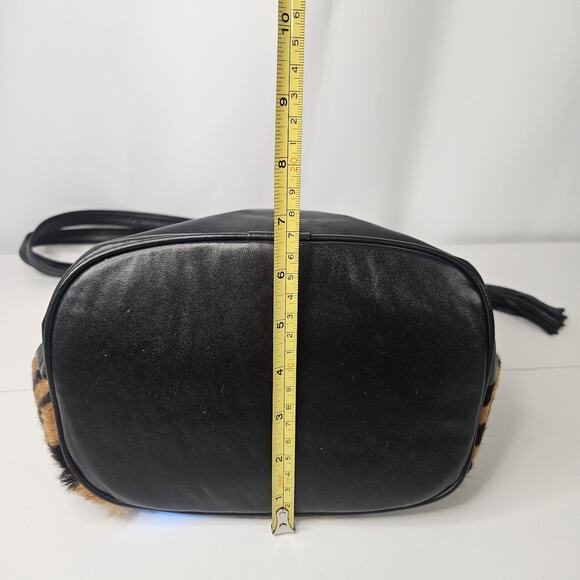 Vtg Genuine Leather Cowhide Animal Print Hair-on Tote Handbag Purse - Picture 10 of 10